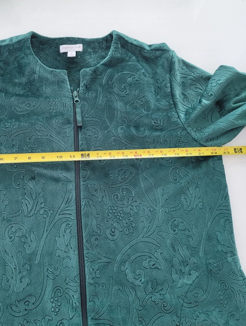 Charter Club Women's Embossed Velour Zip-Front Robe  Exclusive Size M